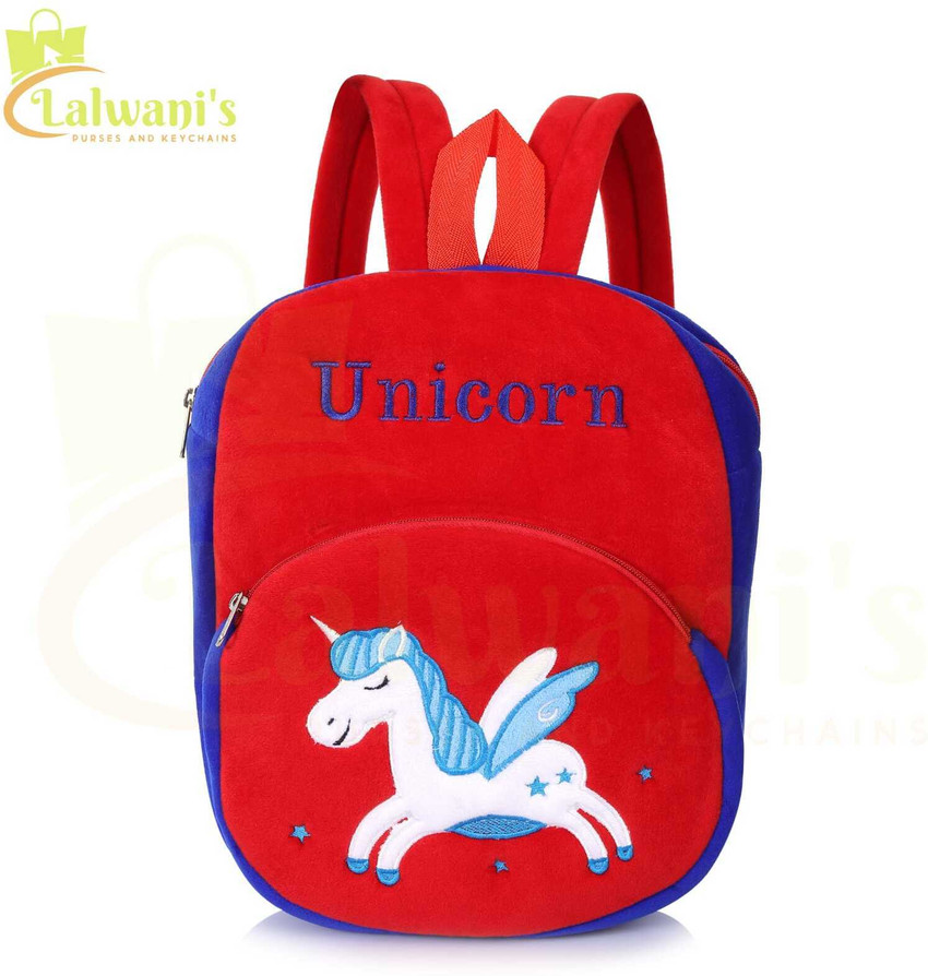 lalwanis Unicorn Character Soft Plush Fabric School Bag For Boy Girl Baby or Small Kids 10 L Backpack RED Price in India Flipkart