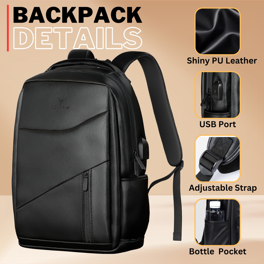 Large faux leather backpack clearance