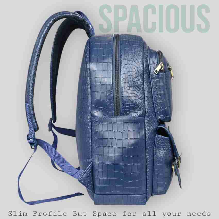 Pramadda Pure Luxury Stylish 29L Vegan Leather Croco Backpack & Sling Bag  for Men & Women Daily use 29 L Backpack Blue, White - Price in India