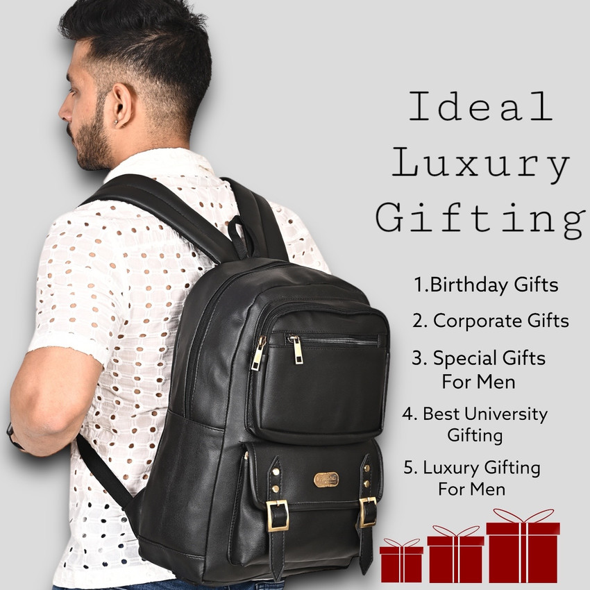 Pramadda Pure Luxury Elegant Tourister Vegan Leather Backpack for Men casual Office College Backpack 24.3 L Backpack Black Price in India Flipkart