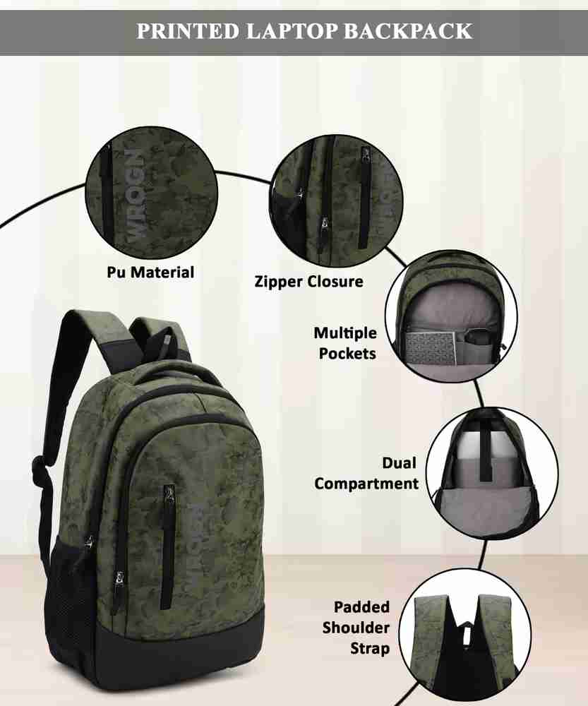 WROGN USB Charging port anti theft and camouflage print Backpack