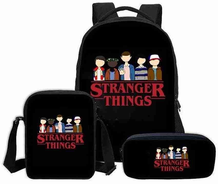Maxall Stranger Things School College Bag with Lunch Pencil Pouch Backpack 3pcs Set 22 L Backpack Black Price in India Flipkart