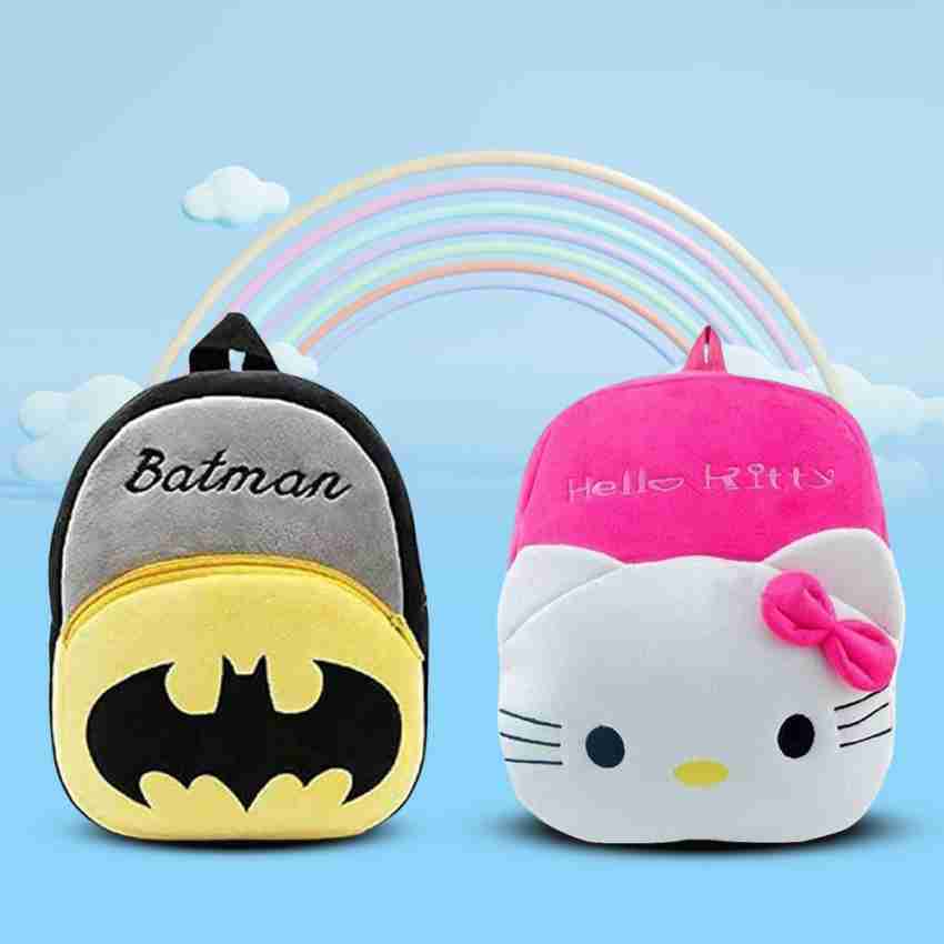 SPIRITED Combo Backpack Batman Hello Kitty Soft Velvet Kids School Bag Age 2 To 5 14 L Backpack Pink Price in India Flipkart