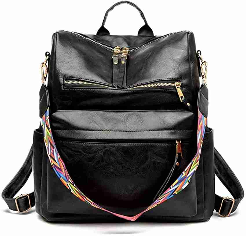 ProArch Women's Fashion Backpack Purses Multipurpose Design and Shoulder Bag  PU Leather 25 L Backpack Black - Price in India