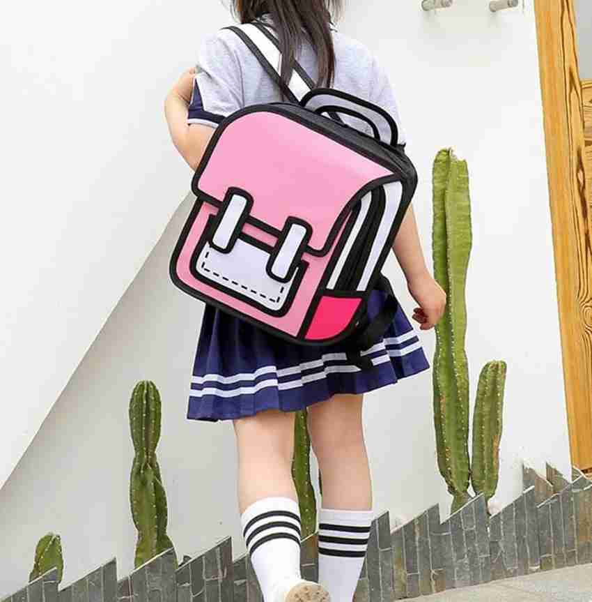 ShoppoWorld 2D Drawing Cartoon Bag Comic From Cartoon Paper Bag PU Leather Shoulder Bags 35 L Backpack MULTI Price in India Flipkart