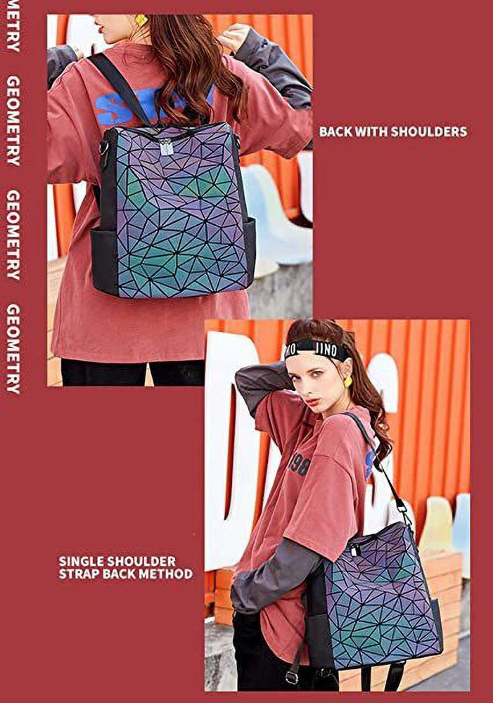 AMBIWARE Luminous Color changing Iridescent Rainbow Backpack 10 L