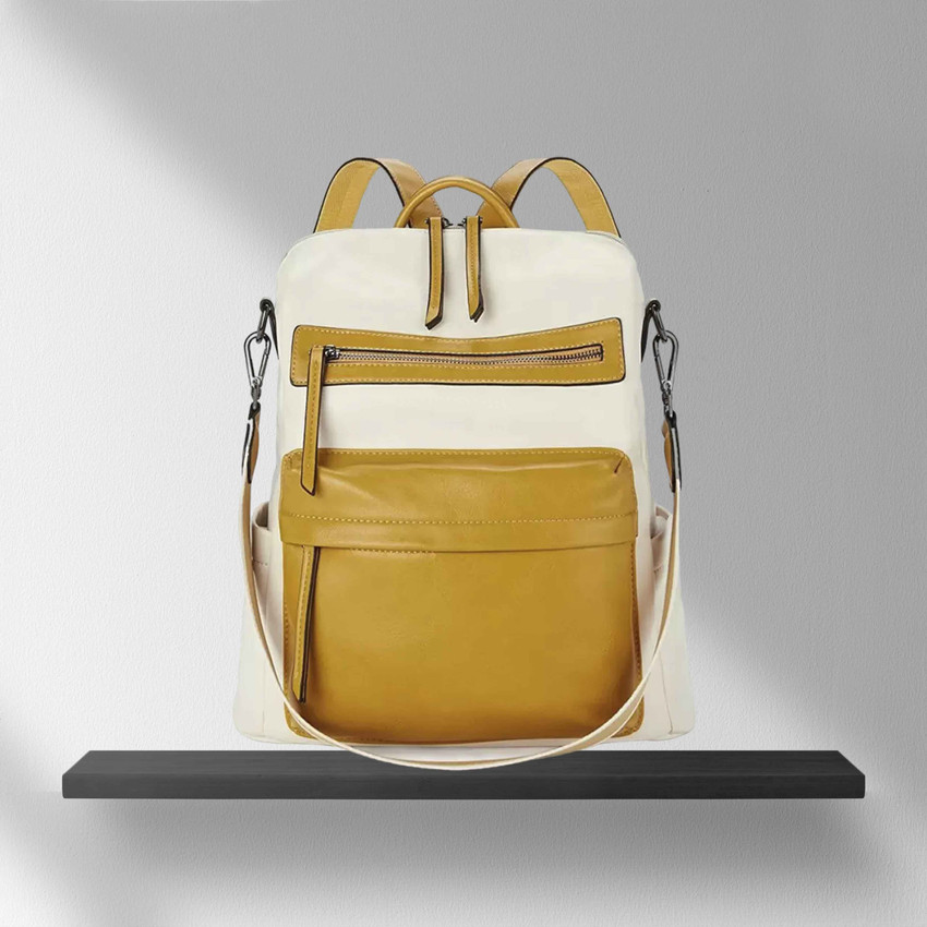 Yellow leather best sale backpack purse