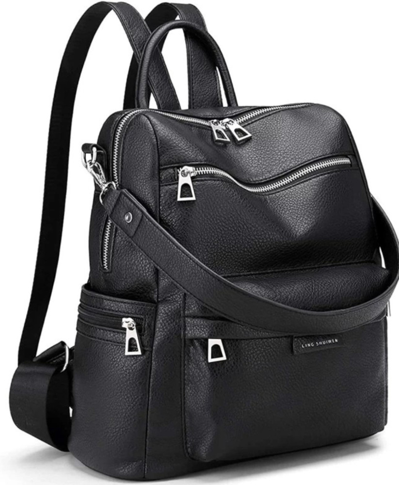 OVERBUZZ 25 L Laptop Backpack Purse for Women Convertible Travel PU Leather Shoulder 25 L Laptop Backpack BLACK Price in India Flipkart