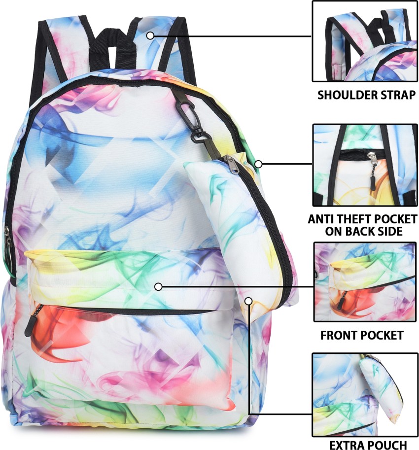 Casual Printed Waterproof Backpack, Large Capacity Shoulder Bag