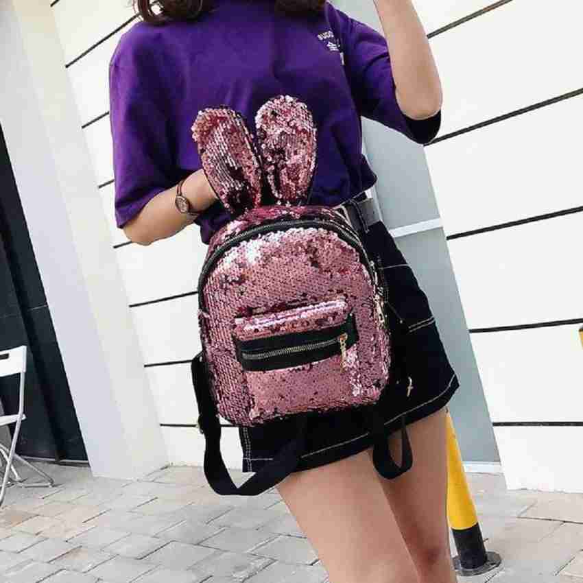 BohoBuzz Mickey Mini Glitter Girls Little Sequing Picnic Outdoor Travel Backpack Pink 15 L Backpack Pink Price in India Flipkart