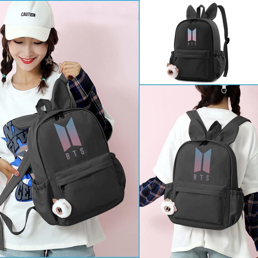 sannidhi Bts Bags for Girls, Gradient Cute Rabbit Ear Waterproof Backpack,  Maximum Capacity 55L, Used for School Bag Computer Bag Gift Waterproof