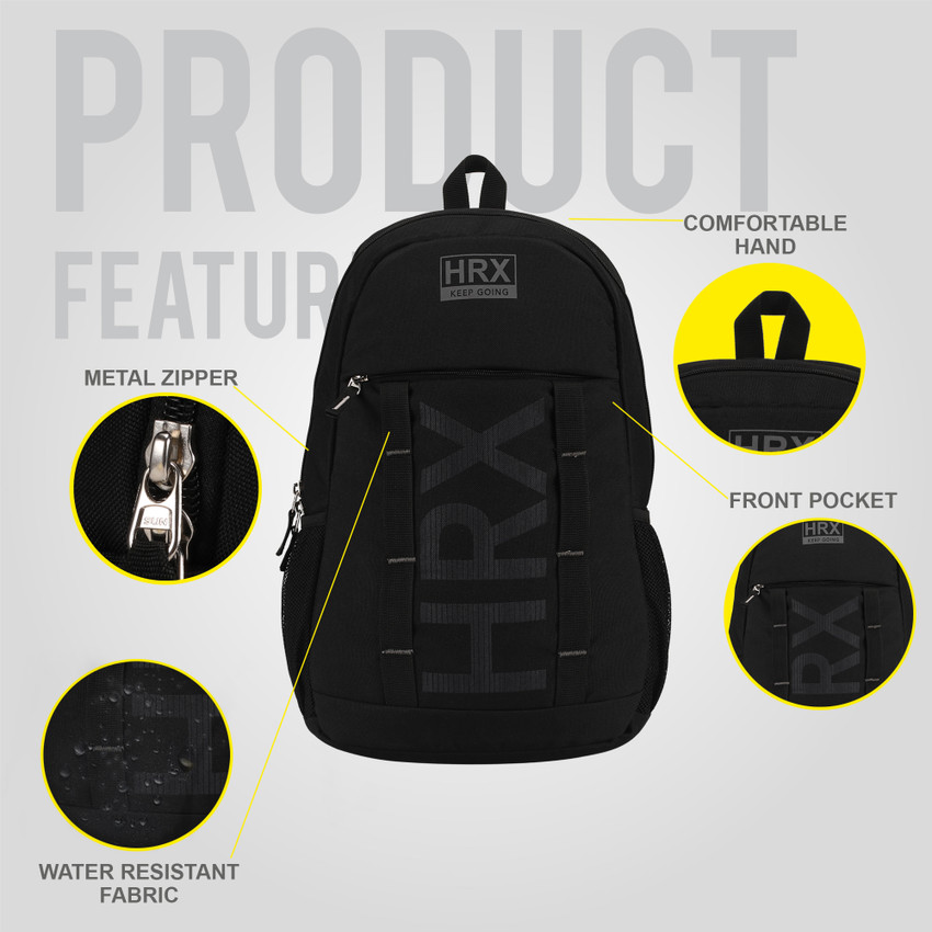 HRX by Hrithik Roshan H01 Unisex bag for men fit upto 16 Inch college bag school bag 28 L Laptop Backpack Black Price in India Flipkart
