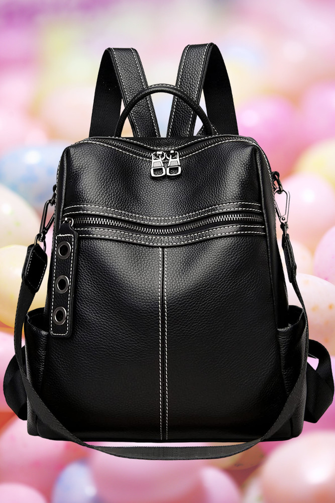 MomsyStore Leather Backpack Purse For Girs and Women For Office and Travel 24 L Backpack Black Price in India Flipkart