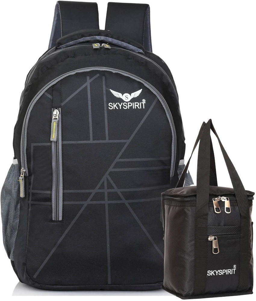 sky spirit Large 35L Backpack With Lunch bag for Office Collge Travel School Combo Offer 35 L Laptop Backpack Black Price in India Flipkart