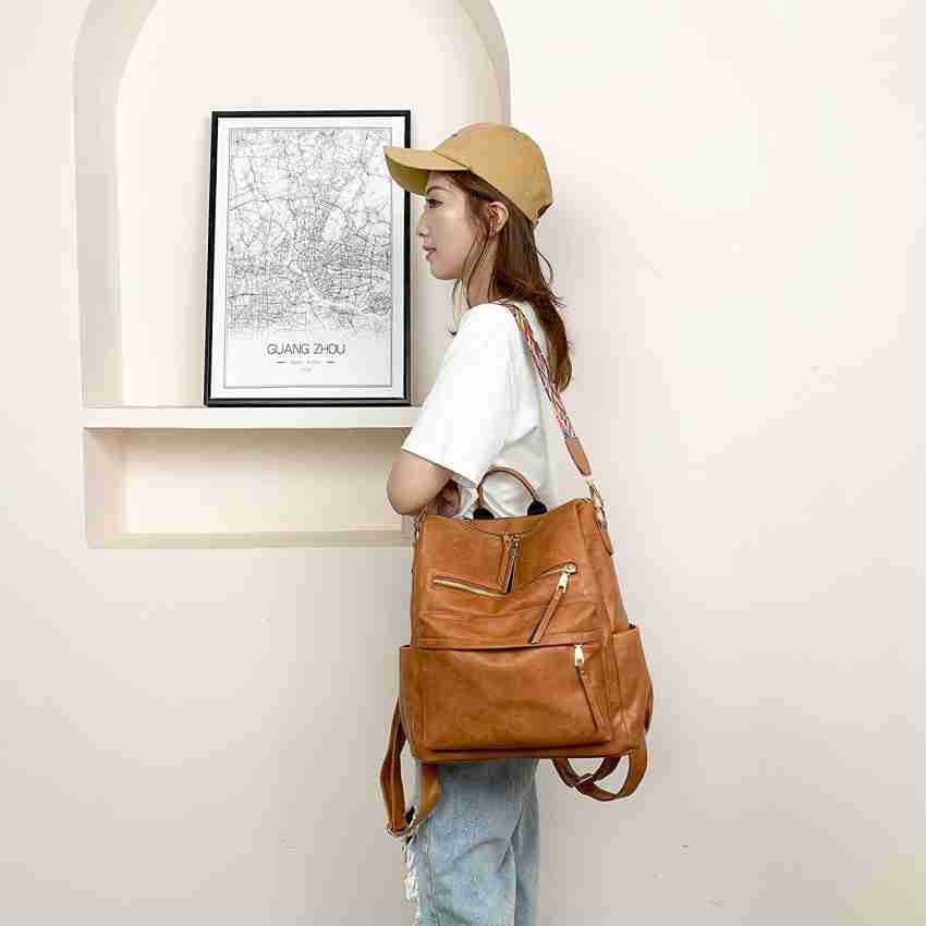 ProArch Women's Fashion Backpack Purses Multipurpose Design and Shoulder  Bag PU Leather 25 L Backpack Tan - Price in India