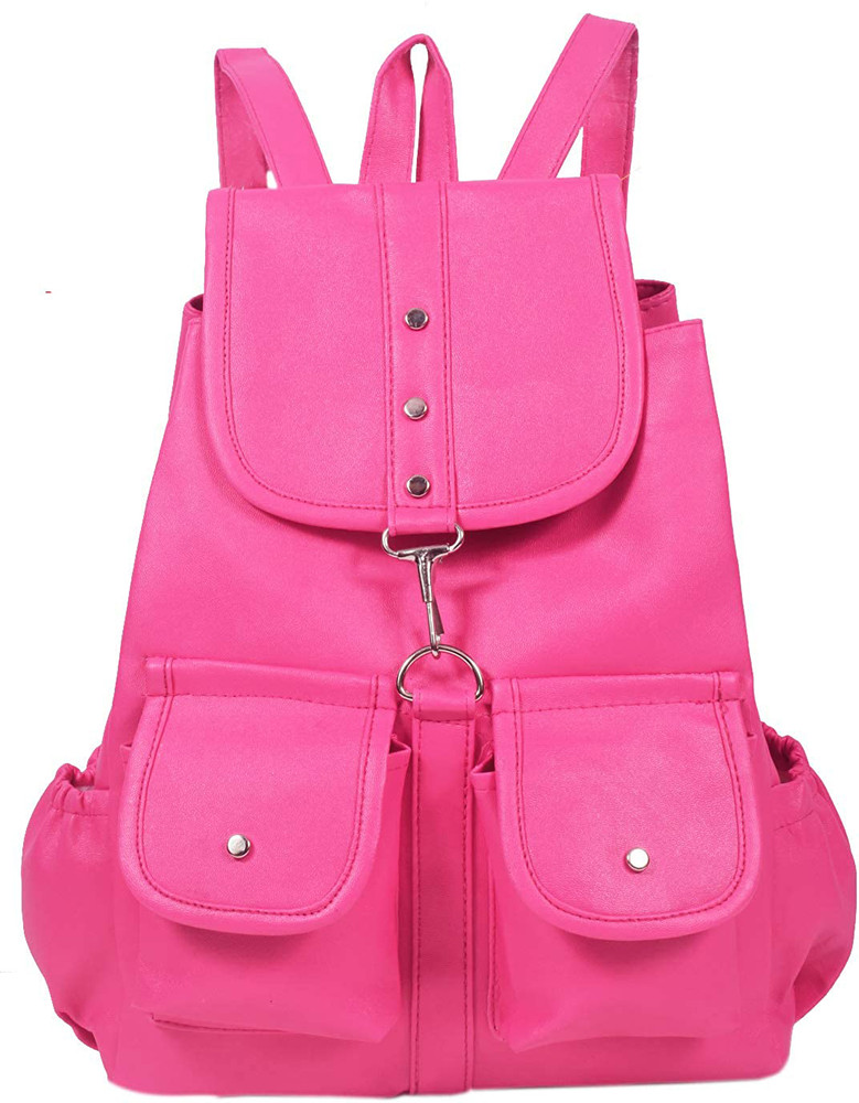 Zaxcer PU Leather Student Backpack for Girls Bag Collage Trendy Stylish Shoulder Bag 5 L Laptop Backpack PINK Price in India Flipkart