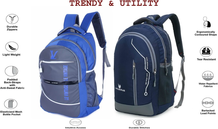 Le Vintage Waterproof School Bag I College Backpack I 15 inch