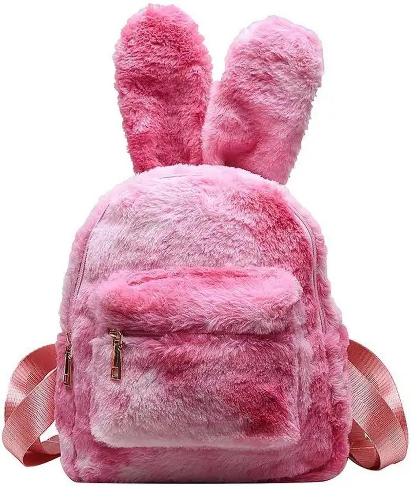 Women Bunny Backpack Plush Mini Fluffy Rabbit Ear Backpack Fuzzy