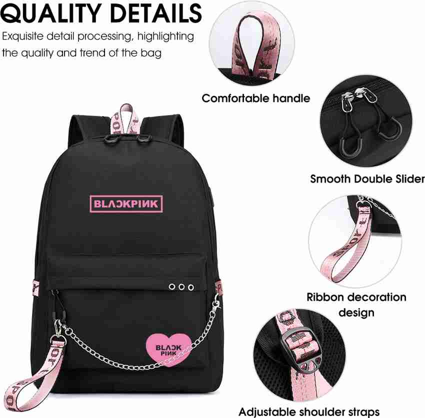 All black pink backpack on sale