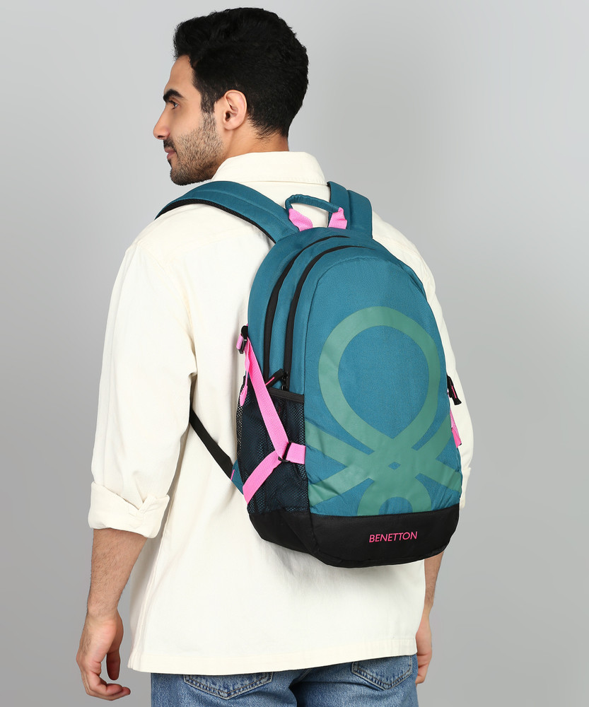 United Colors of Benetton Asher 24 L Laptop Backpack Teal Green Black Price in India Flipkart