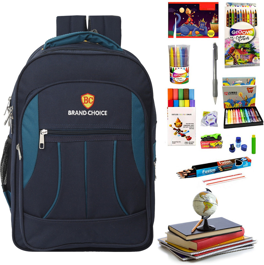 BRAND CHOICE New Model Waterproof School bag 6th to 10th Class 65 L Backpack Navy Blue Price in India Flipkart