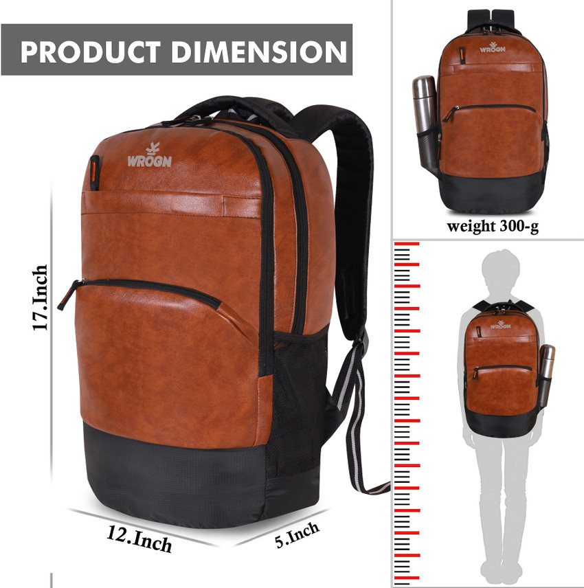 WROGN FAUXY ARTIFICAL LEATHER 30 L Laptop Backpack TAN Price in