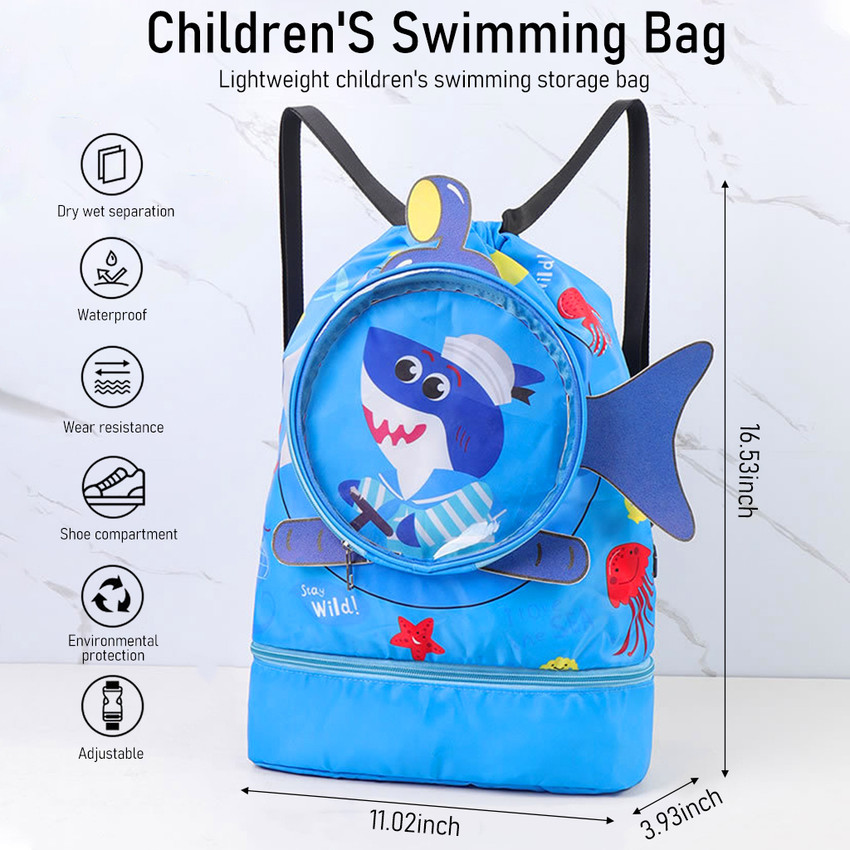 ELEPHANTBOAT Swimming Bag for Kids Cartoonish Print Shoulder Bag for Kids Large Capacity Back 2 L Backpack Blue Price in India Flipkart