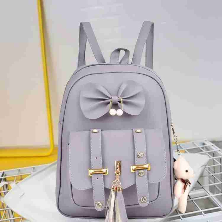 Cleto Cute Stylish Leather Backpack Sling Bag Set for School College Girls 52 L Backpack Grey Price in India Flipkart