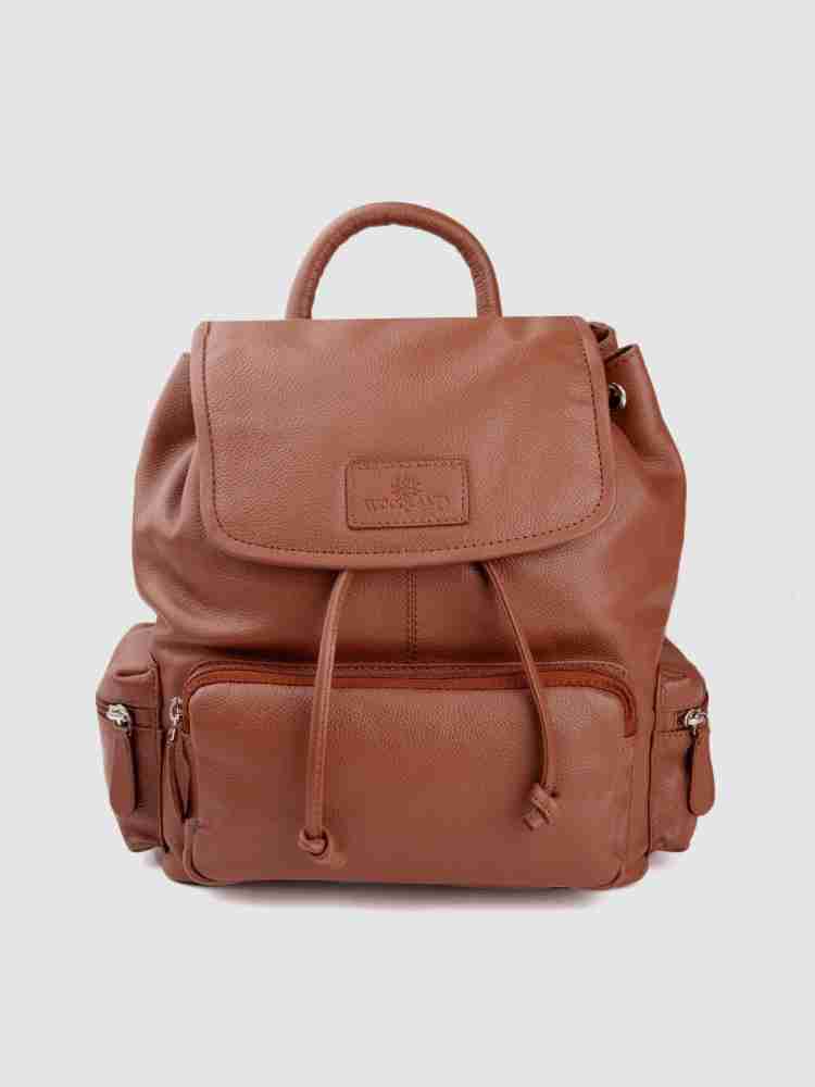 WOODLAND Men Solid Leather Backpack 23 L Backpack Tan