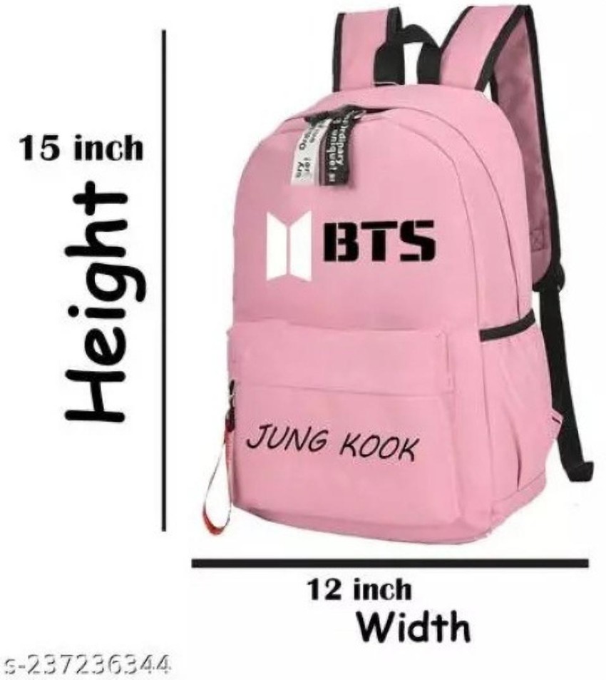 Jung kook printed bts pink bag, baby bag, college bags girls, bags