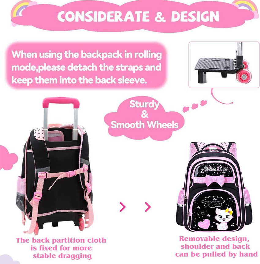 HASTHIP School Backpack for Girls Travel Backpack on Wheel Girl