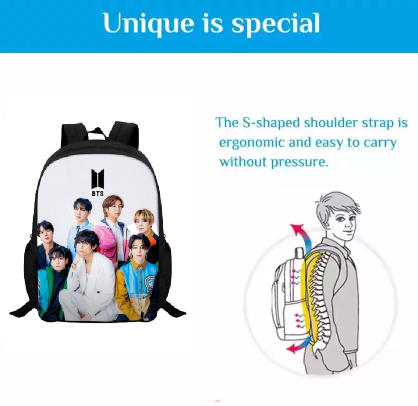Bts, bts bag, Jung kook printed bag, School Bag, Water Bottle