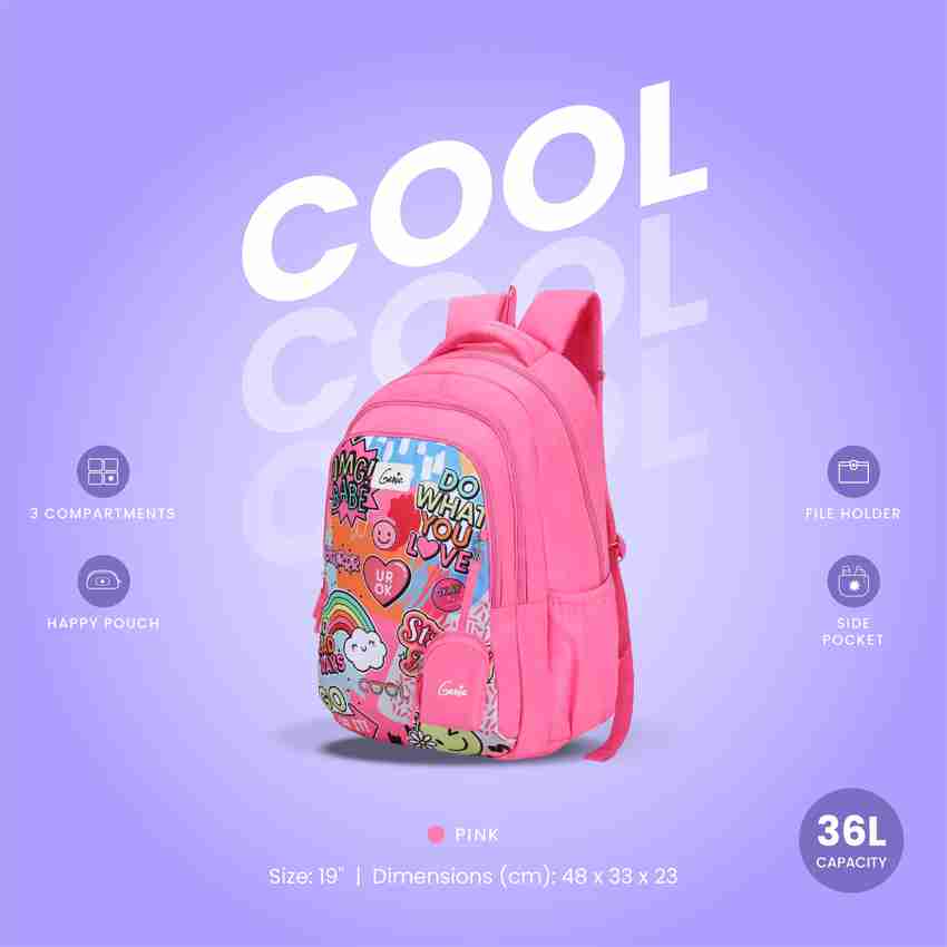 Genie Cool Backpack for Women 19 inch bags for Girls 36 L Laptop Backpack Pink Price in India Flipkart