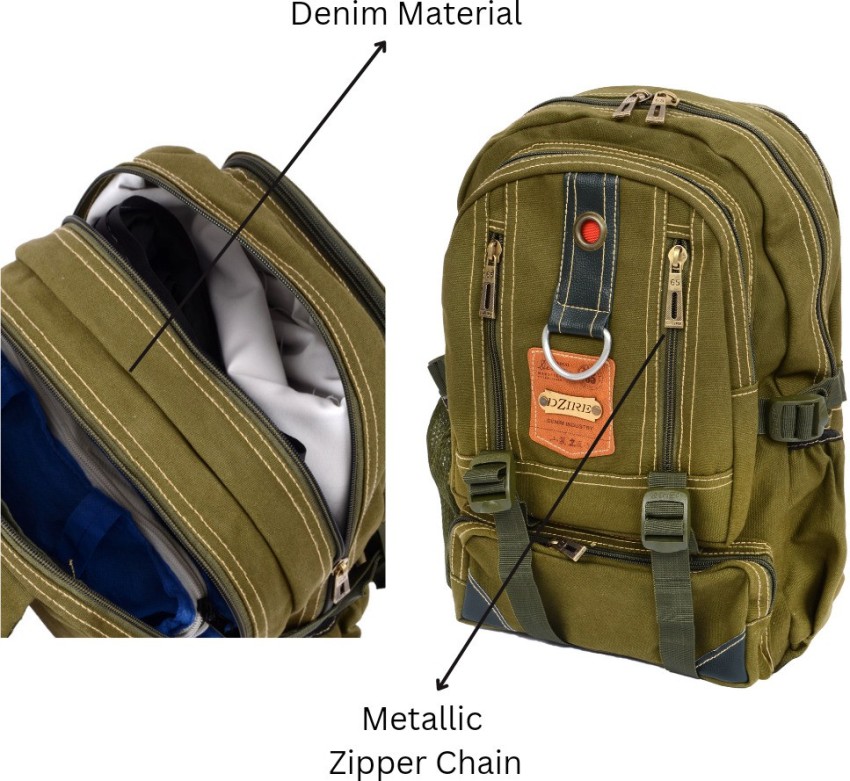 DZIRE Casual Denim Jeans School Bag For Men Women Cargo 36L Laptop bag. 36 L Backpack olive green Price in India Flipkart