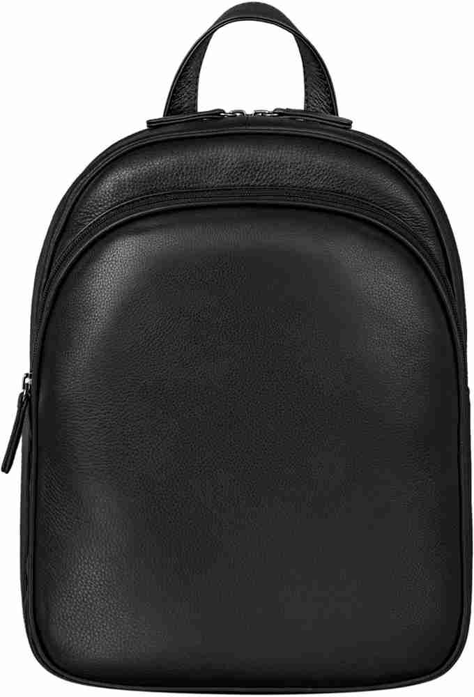 Black genuine hot sale leather backpack
