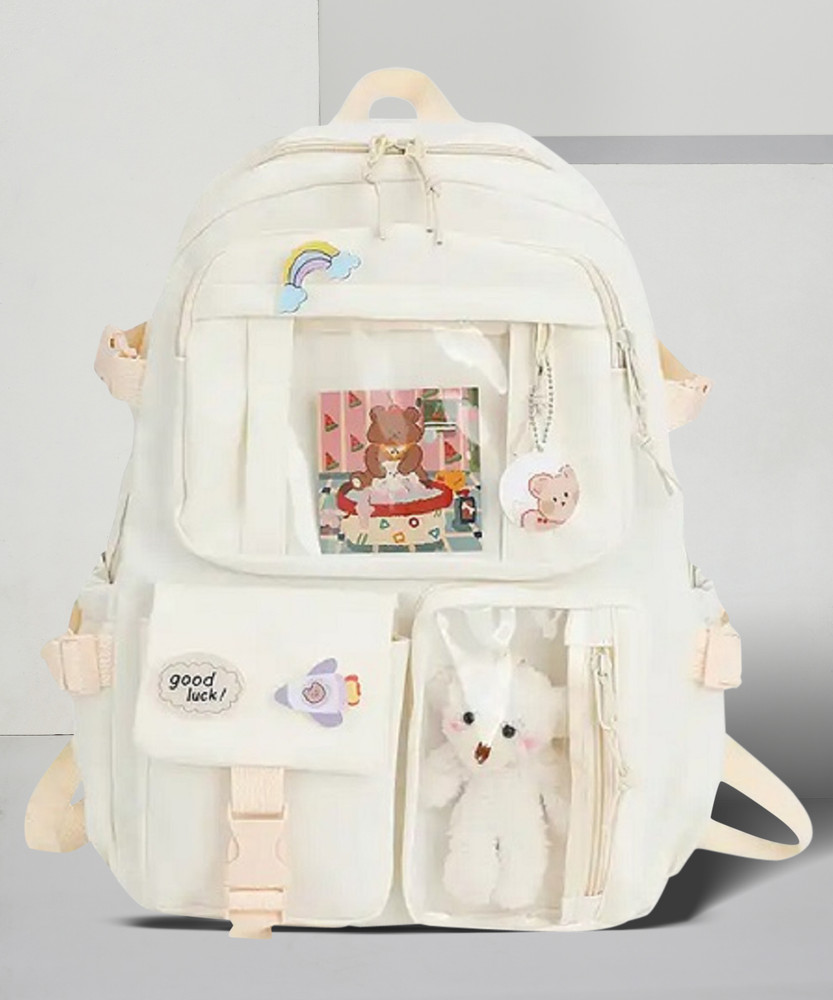 Ezliving Cute Backpacks Waterproof MultiPocket NylonSchool Backpack forStudentFemaleGirls 100 L Backpack white Price in India Flipkart