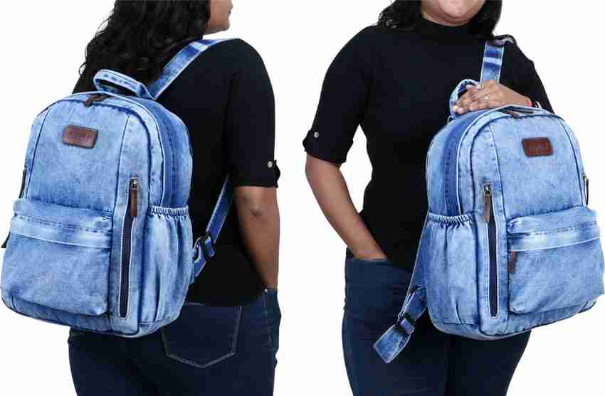 Zainto Denim Bag for women and girls 25 L Backpack Blue Price in India Flipkart