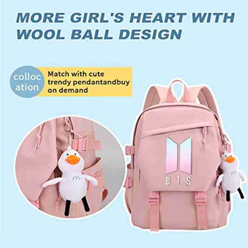 PALAY BTS School Backpack Kpop Theme BTS Bangtan Girls Students Laptop  Backpack 2 L Backpack Pink - Price in India