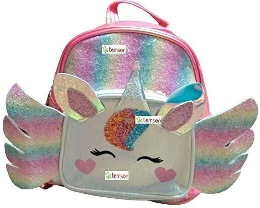 N J FASHION HUB Unicorn Bags For Kids Glitter Print Cartoon Bag For Girls Small Backpack 200 L Backpack PINK Price in India Flipkart