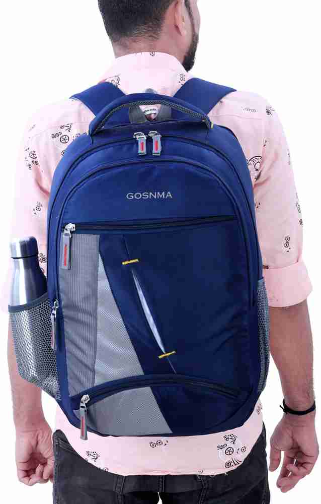 GOSNMA Laptop Backpack Medium Waterproof School Bag College Bag For Unisex 30 L Laptop Backpack Navy Blue Grey Price in India Flipkart