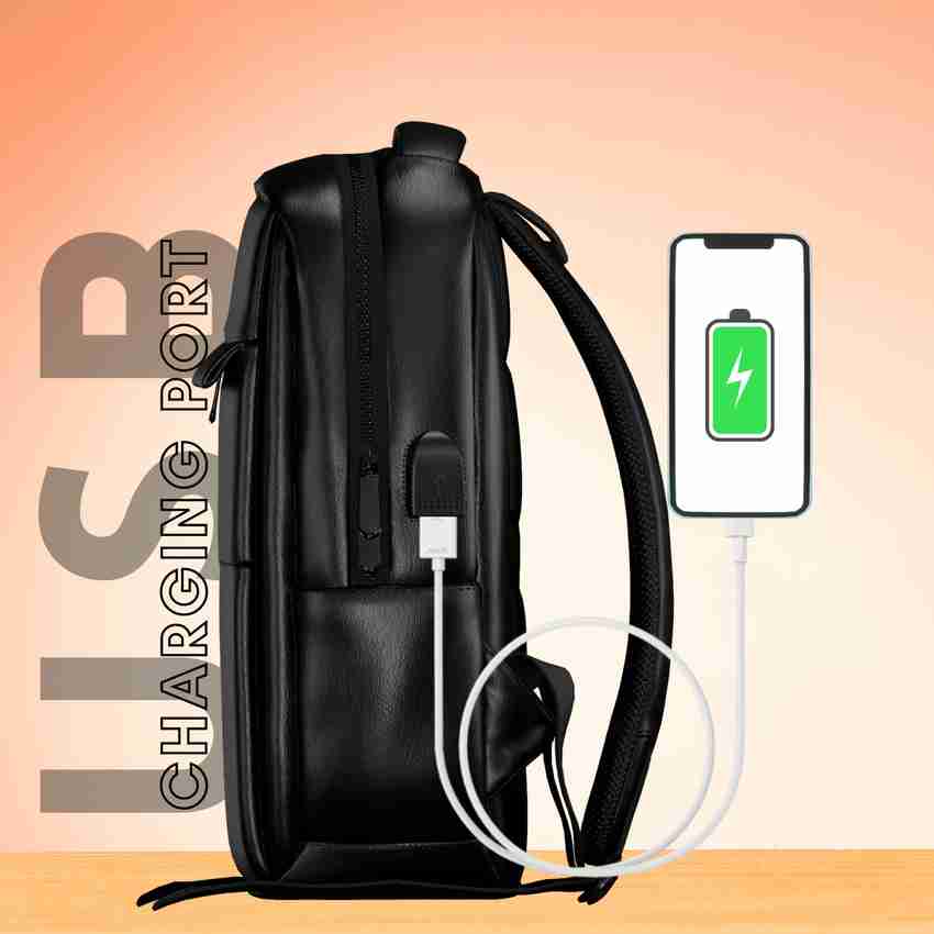 Faux leather travel backpack deals