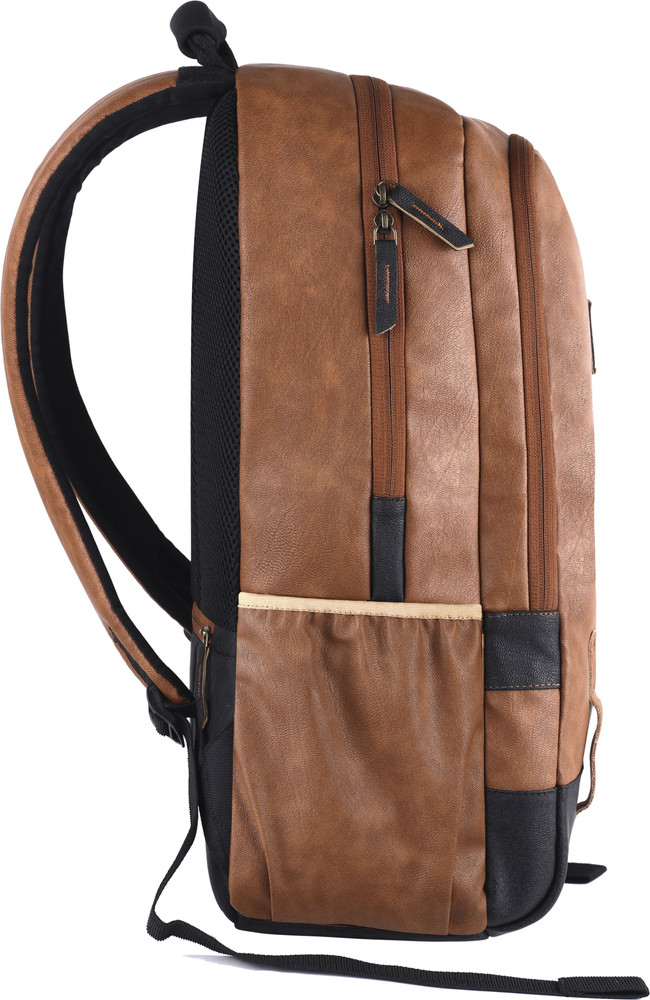 Gear CLASSIC ANTI THEFT FAUX LEATHER 20 L Laptop Backpack TAN