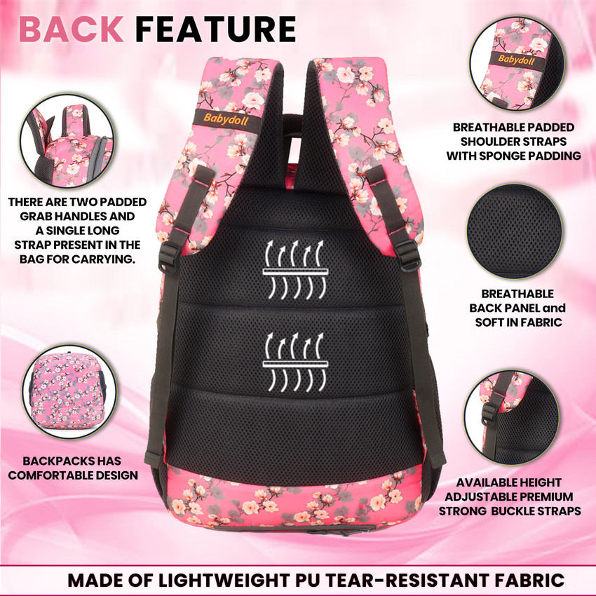 Babydoll School bag Collage Backpack Tuition Bag For Girls Women 17inch Waterproof Bag 45 L Backpack Pink Grey Price in India Flipkart