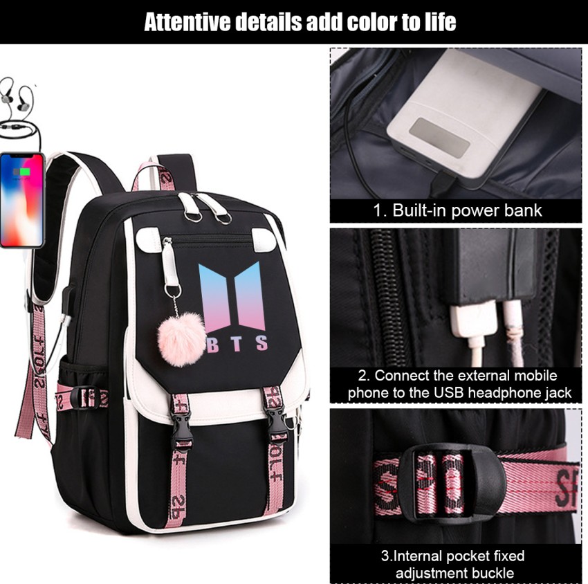 PALAY BTS Bags for Boys School Backpack Print Design Laptop Backpack  Merchendise Travel Bag with USB