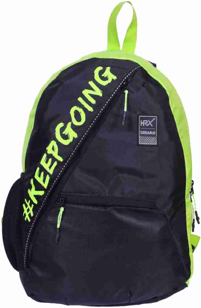 HRX Hrithik Roshan Unisex NEON GREEN with BLACK KEEPGOING Backpack