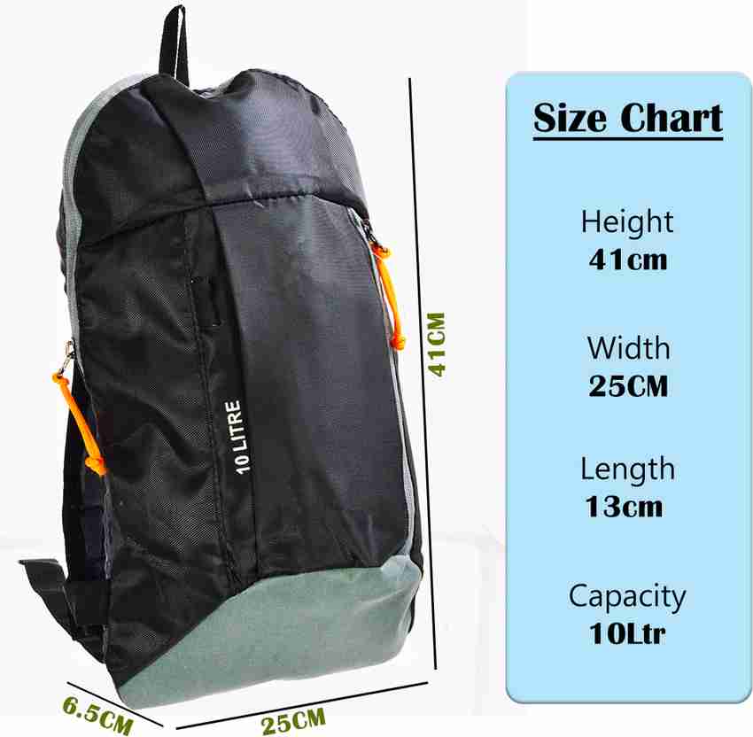 10 liter backpack size hotsell