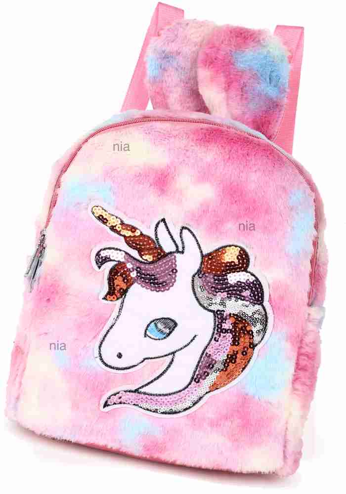 Nia Creations Cute Furry Rainbow Soft LED Bag for Kids Travel Bag School bag 4 L Backpack multicolour Price in India Flipkart
