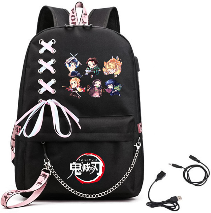 ELEPHANTBOAT School Backpack Demon Slayer Print Backpack for Girls Large Travel Backback 2 L Backpack Black Price in India Flipkart