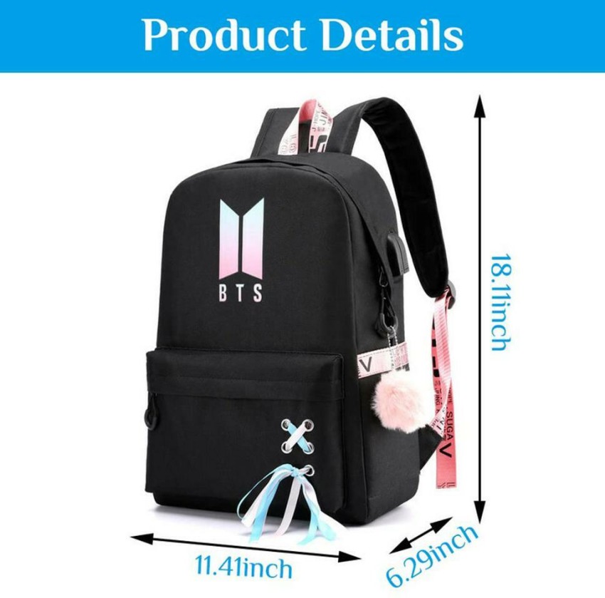 Cluci BTS Backpack, BTS ARMY Bags, Travel/School/Tution Bags For Girls 10  L Backpack Black - Price in India