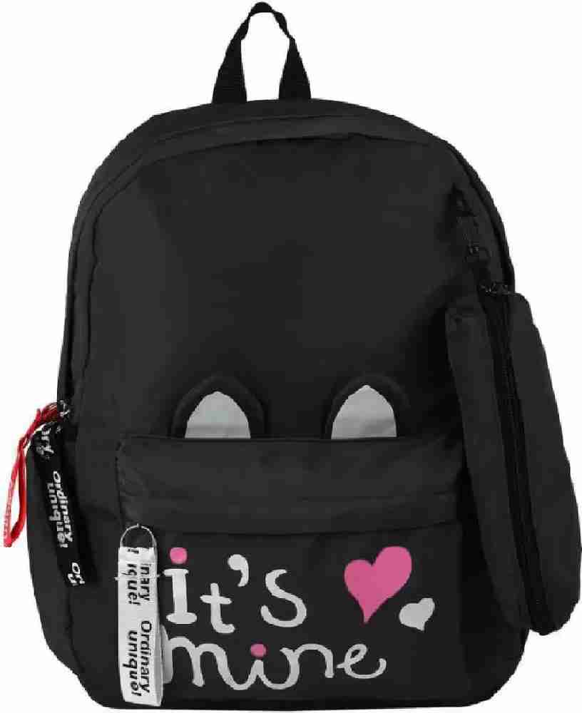 Flipkart Bee Dee Cat Design It s Mine Stylish Girls Bag For College Office Travel Black Backpack Backpack